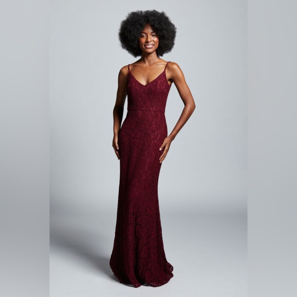Hayley Paige | 52158 | Sangria corded lace V neck